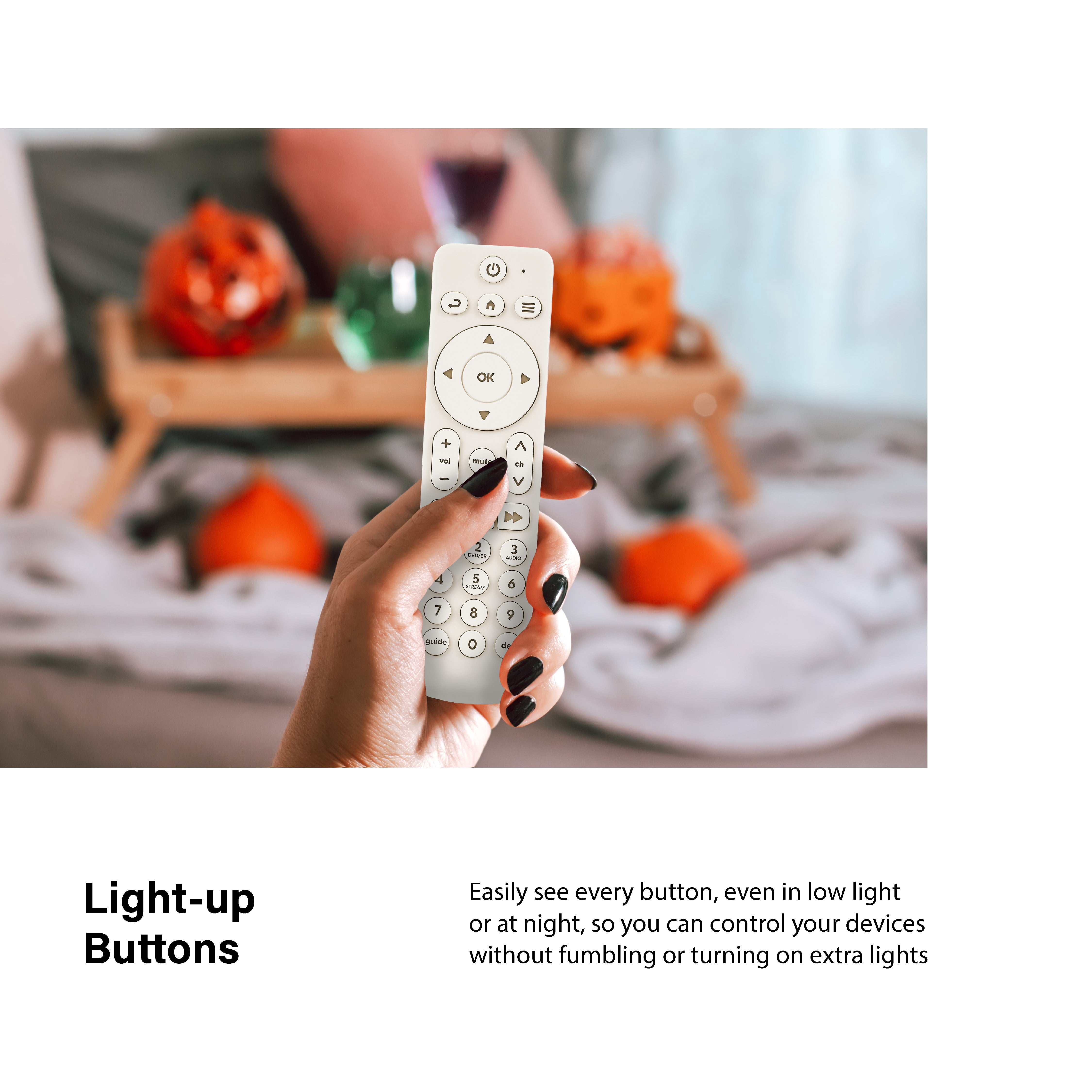 Incipio Universal TV Remote Control with Bright Colors – Easy-to-Find, User-Friendly Design, Compatible with Most TV Brands & Streaming Devices