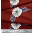 thumbnail image 2 of Soimoi Red Cotton Duck Fabric Leaves & Anemone Floral Printed Fabric 1 Yard 42 Inch Wide, 2 of 3