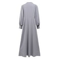 thumbnail image 5 of WTOBBY Women's Long Sleeve Button Down Casual Solid Color Round Neck Maxi Dress Modest Muslim-Friendly Robe Design for Relaxed Outings and Home Wear,Gray L, 5 of 7