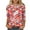 Red, variant on YUGYXL Shirts for Women 3/4 Length Sleeve Tee Tops Casual Round Neck T Shirts Summer Floral Print Dressy Blouses Gray L