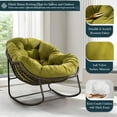 thumbnail image 3 of Tabaray Solid Print Rattan Indoor and Outdoor Adjustable Height Rocking Chair, Olive Green Velvet, 3 of 17