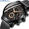 thumbnail image 3 of Man Fashion Watches CRRJU Men Unique Luxury Sport Dress WristWatch Stainless Steel Mesh Strap Men Waterproof Casual Date Watches, 3 of 7