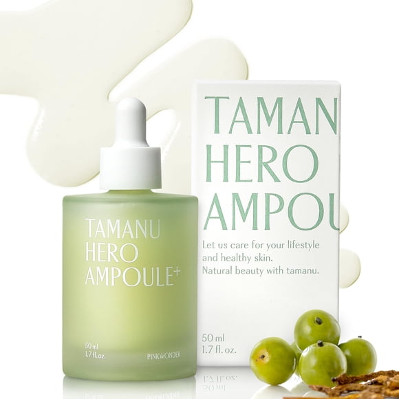 ¿Ampolla héroe Tamanu de PINKWONDER? 1,69 oz (50 ml) de aceite de tamanu y agua de té verde para el tratamiento del acné Suero facial diario con vitamina calmante y refrescante Cuidado de la piel core