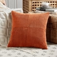 thumbnail image 3 of Fancy Homi Set of 2 Burnt Orange Decorative Throw Pillow Covers 22x22 Inch for Living Room Couch Bed, Boho Farmhouse Fall Home Decor, Soft Corss Corduroy Patchwork Textured Cushion Case 55x55 cm, 3 of 9