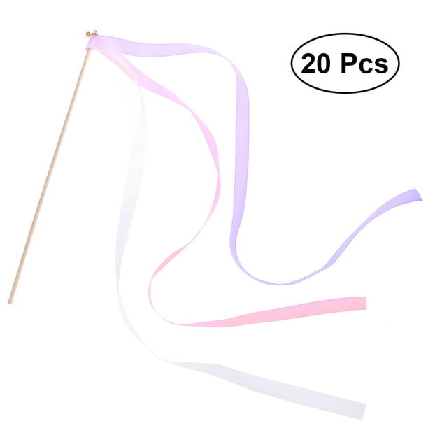 EeaseMX Varillas de cinta de 20 piezas, varitas de serpentinas con cinta pequeña, varitas para fiesta de boda, recuerdos de fiesta (rosa)