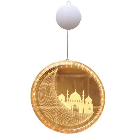

MCat Night Light Exquisite Pattern Battery Operated Soft Lighting Energy-saving Non-Glaring Decorative Acrylic Moon Castle Night Light Hanging Lamp Party Supplies
