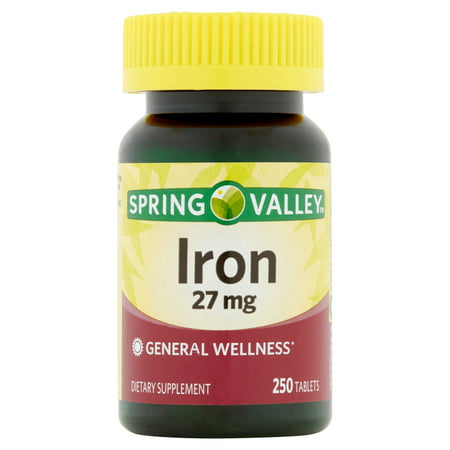 Spring Valley Fer Complément alimentaire Comprimés, 27 mg, 250 count