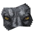 thumbnail image 1 of Ambesonne Eye Place Mats Set of 4, Wild Wolf Dangerous Mammal, Standard Size, Black White Yellow, 1 of 6