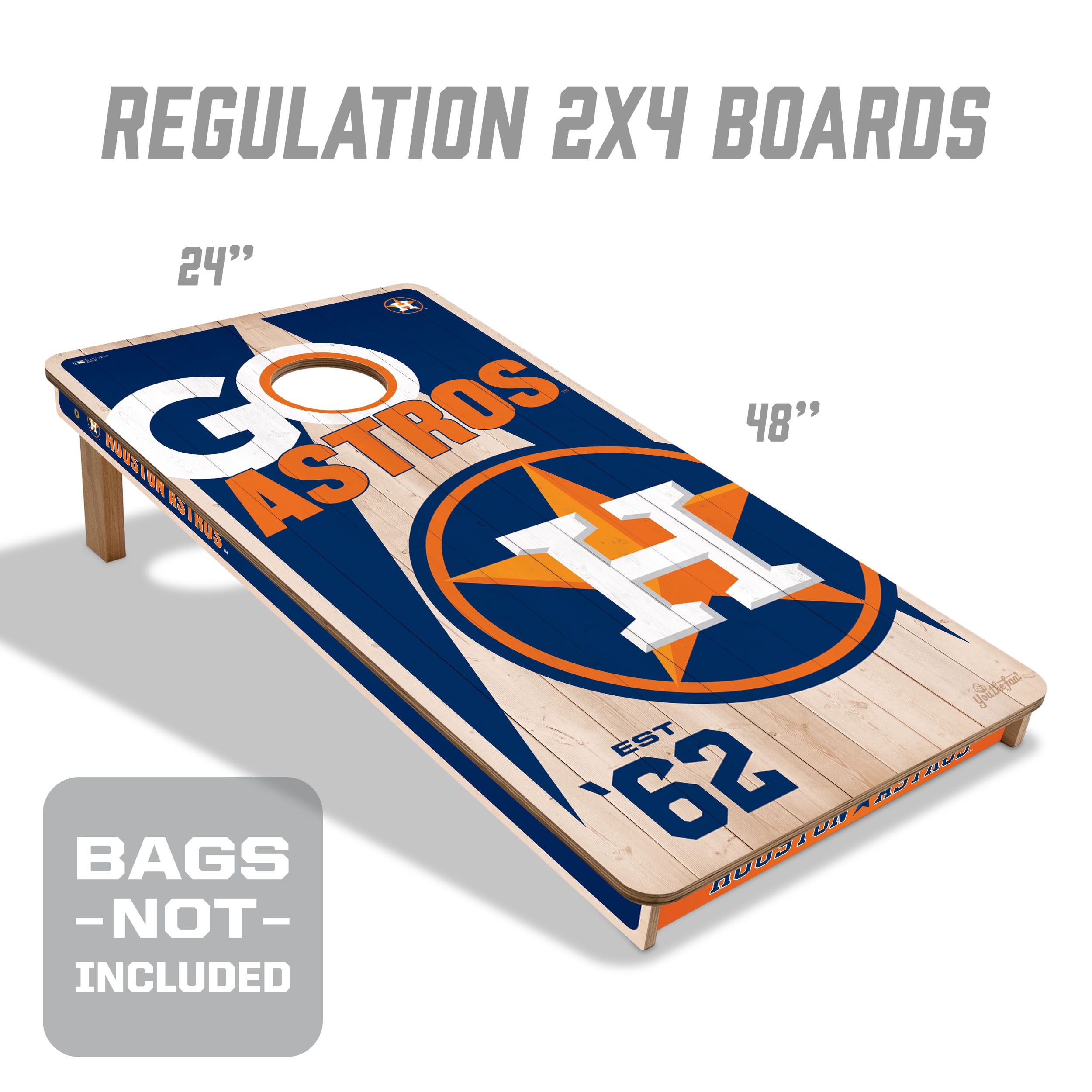 YouTheFan MLB Houston Astros 2' x 4' Cornhole Game No Bags