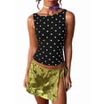 thumbnail image 3 of Women Y2K Tops Polka Dot Shirt Sleeveless Vintage Camisole Crew Neck Crop Tops Going Out Streetwear Black L, 3 of 9