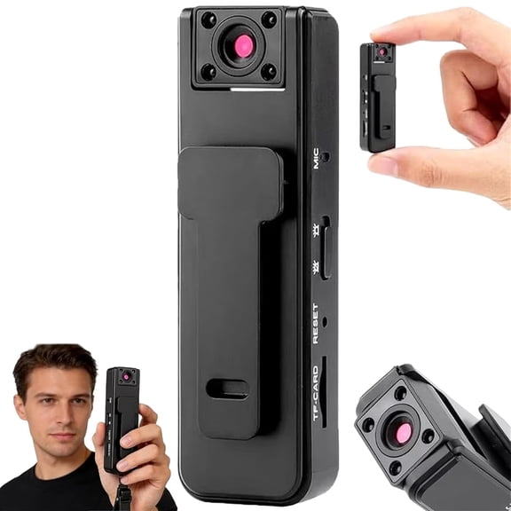 Mini Body Camera, Wearable Clip-On Video Recorder with 180° Rotatable Lens, Infrared Night Vision, HD Stabilization, 5H Battery Life, Portable Body Cam for Sports, Cycling, Work, Outdoor Activities