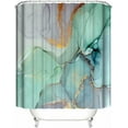 thumbnail image 3 of 4 Pcs Green Marble Shower Curtain Set with Rug Bathroom Curtains Shower Set Toilet Mat Lid Rug Bathroom Sets Shower Curtain Sets with 12 Hooks, 72"x72", 3 of 5
