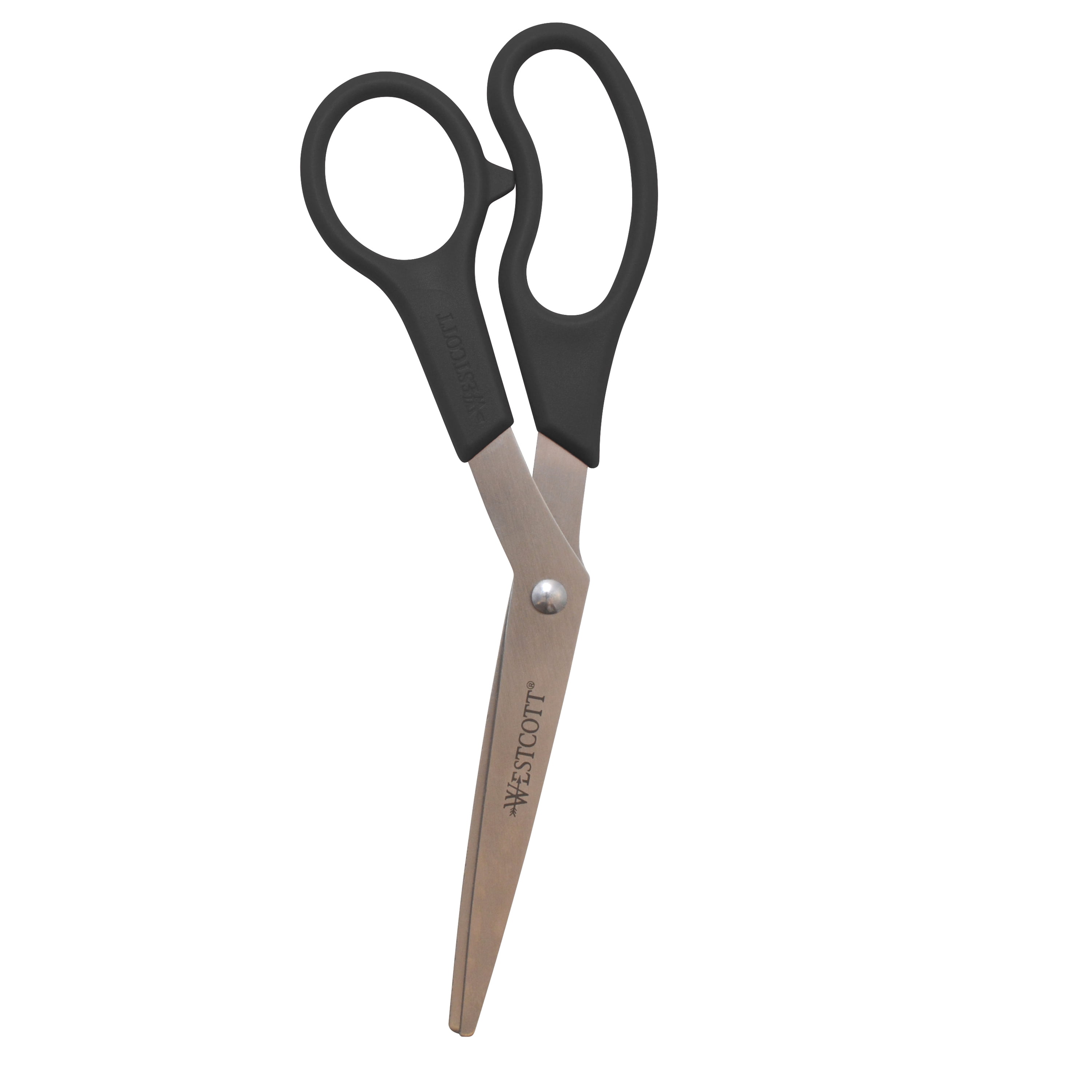 Westcott All Purpose Scissors, 8", Stainless Steel, Bent, Pink or Black, 1-Count