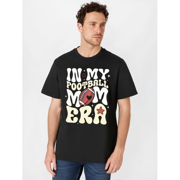 Men's Football Mom Graphic Tee - Casual Crew Neck Short Sleeve T-Shirt, Breathable 100% Cotton, Machine Washable - Perfect for Summer Tee For Adult, Men, Women, Teen, Teenager, Adolescent, Youth