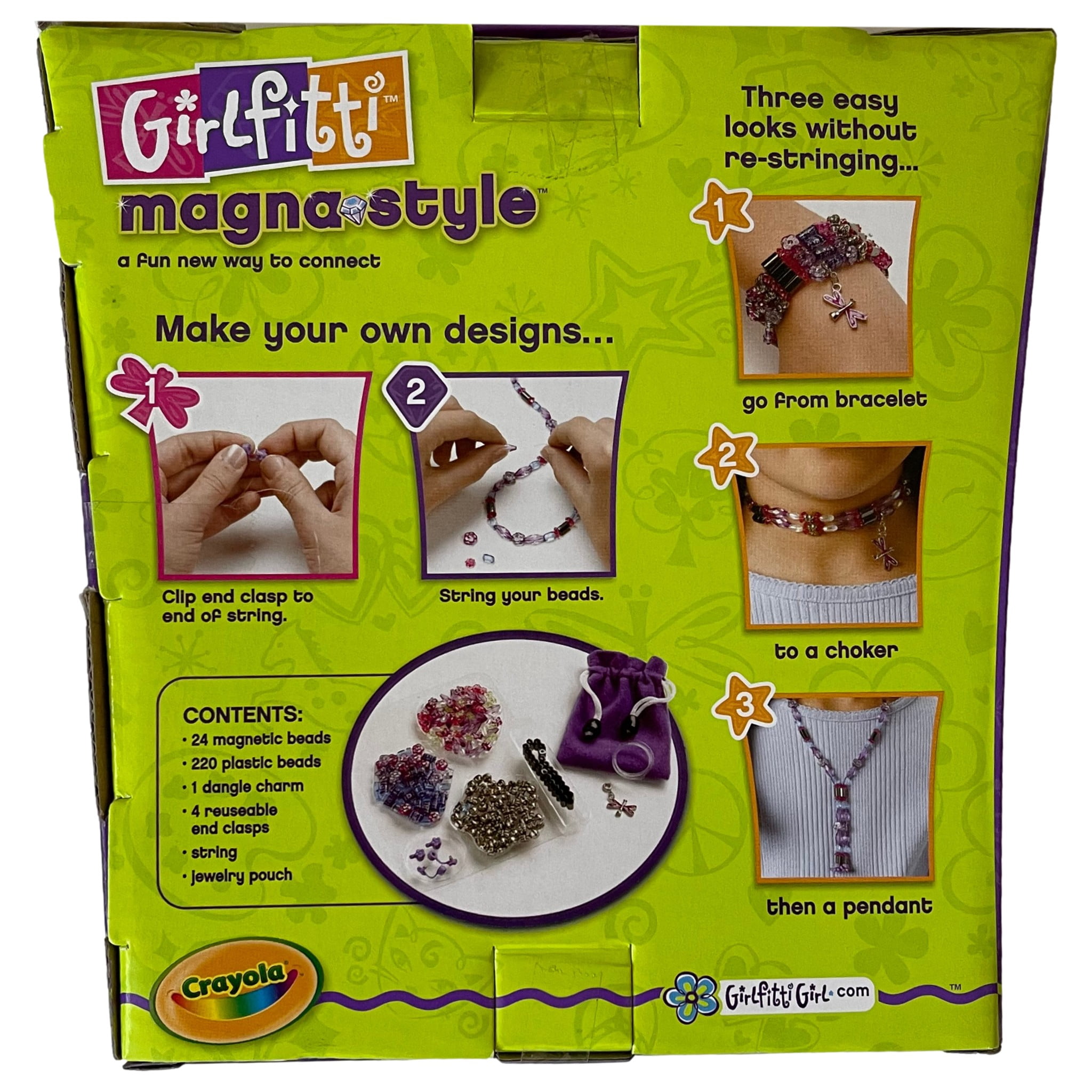 Girls Crayola Girlfitti Magna Style Magnetic Beads Bracelet Necklace Kit