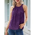 thumbnail image 4 of Sequin Halter Tops for Women Sleeveless Sparkly Shiny Tank Tops Ruched Flowy Sparkly Party Shirt Deep M, 4 of 8