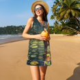 thumbnail image 3 of Easygdp Peaceful Deer Lily Pond para Vestido Transpirable de Mujer, Vestido Suelto de Manga Corta con Pliegues y Bolsillos para el Verano, 3 of 7