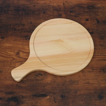 

Round Pine Wood Tray with Handle Creative Dinner Plate Serving Trays for Pizza Breads Pastry (9inch)