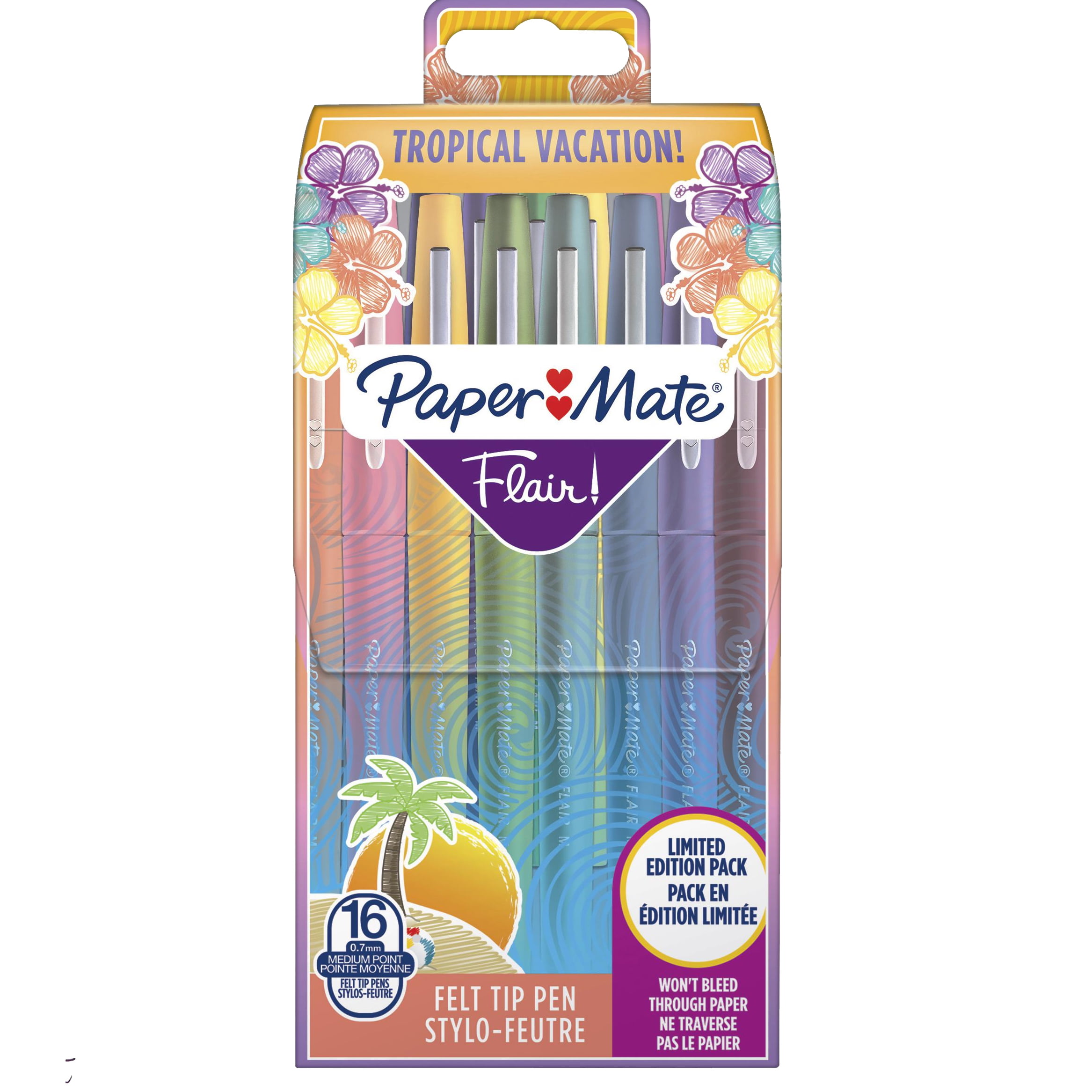 Paper Mate Flair Tropical Vacation Felt Tip Pens Medium Point 0.7 mm  Assorted Colors Pack Of 12 - Office Depot