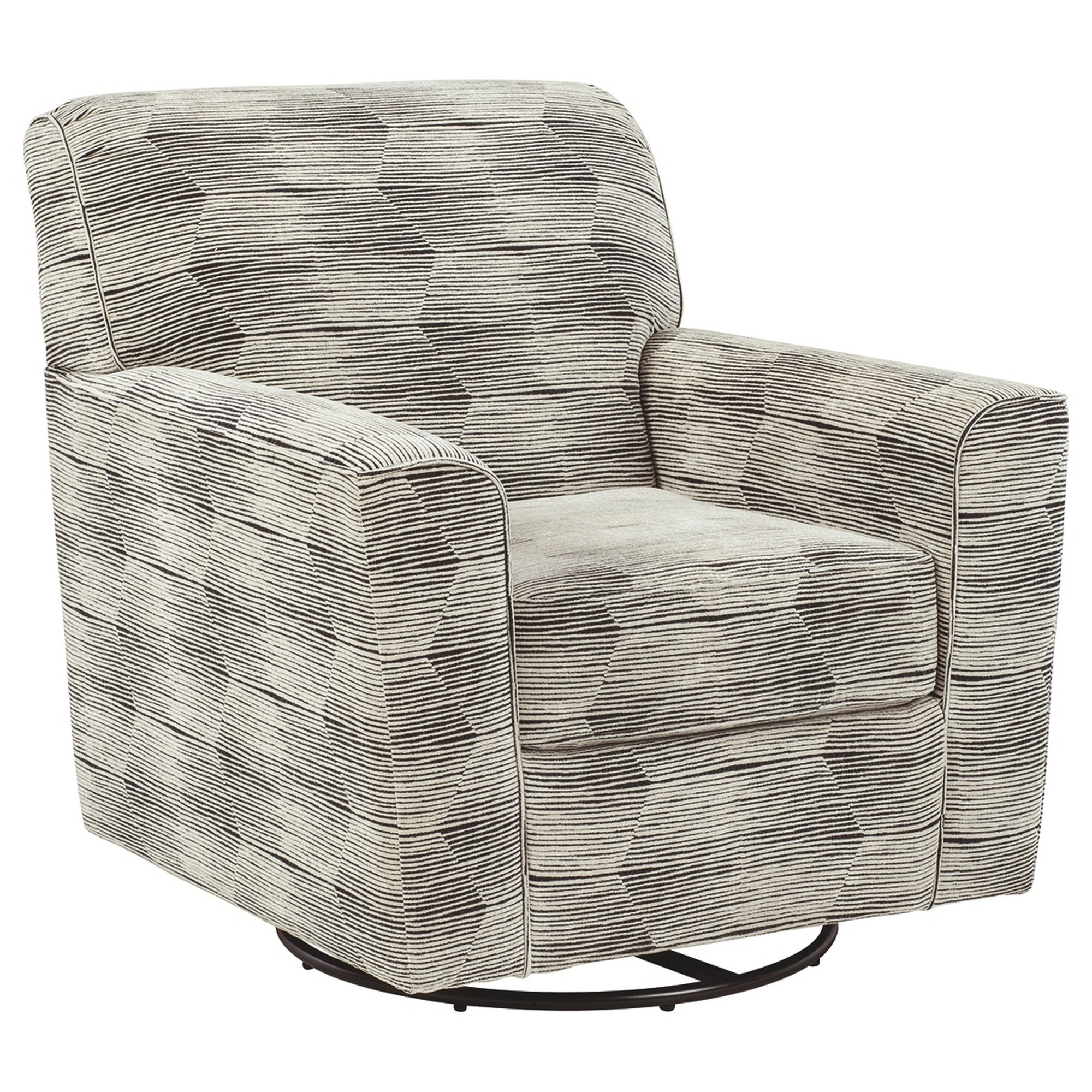 Abstract Fabric Upholstered Swivel Glider Accent Chair, Gray