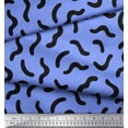 thumbnail image 3 of Soimoi Blue Japan Crepe Satin Fabric Brush Stroke Abstract Decor Fabric Printed Yard 42 Inch Wide, 3 of 3
