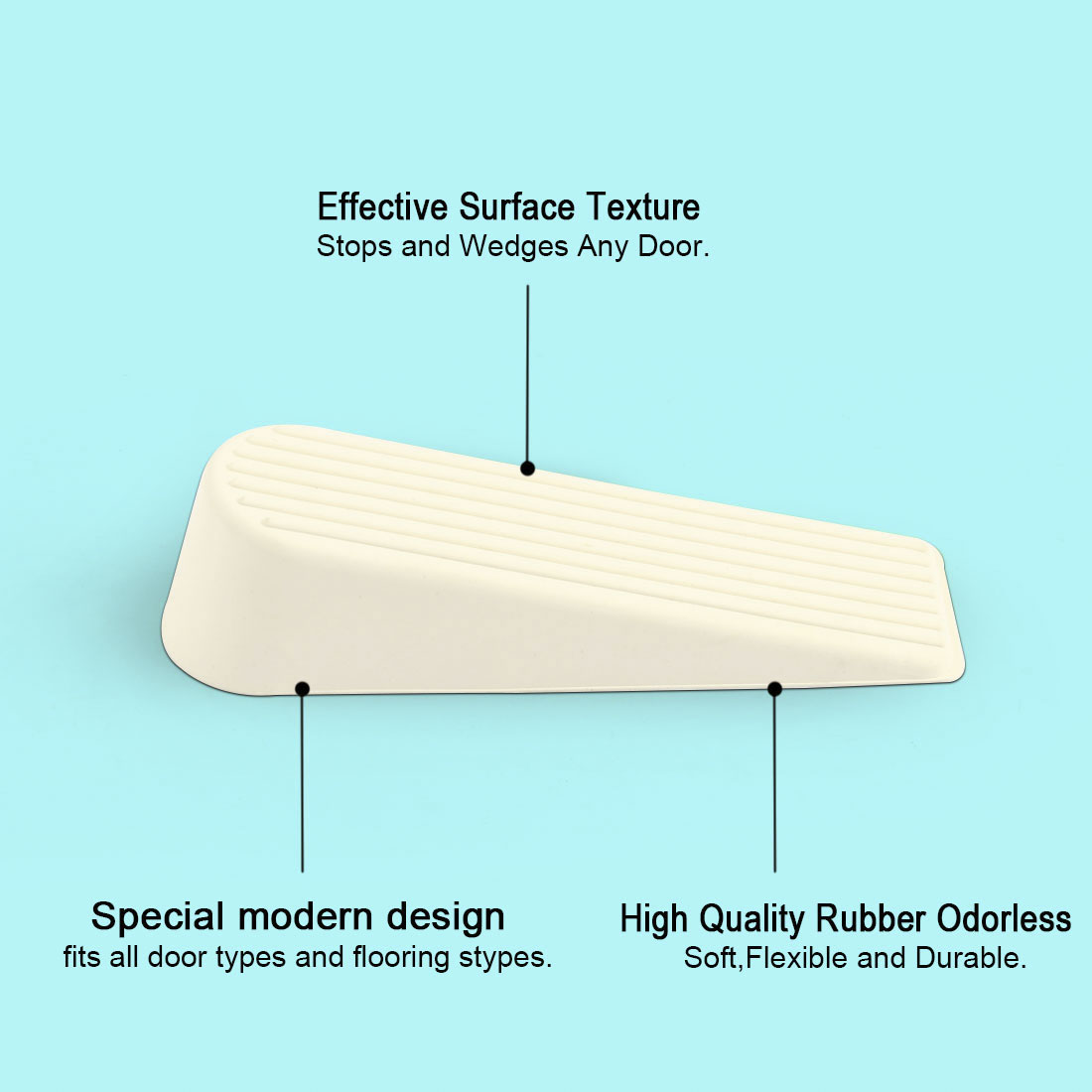 Unique Bargains Rubber Home Office Anti-Slip Wedge Door Stopper Doorstops Protector 3pcs