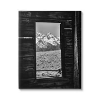 Stupell Industries Mountain in Cabin Window Landscape Photography Gallery Wrapped Canvas Art Print Wall Art, 16 x 20