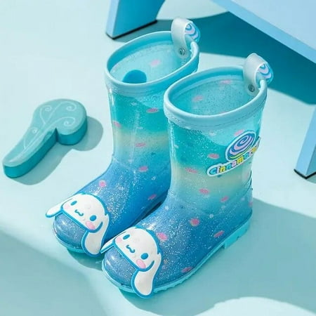 

Kuromi Hello Kitty Anime Kawaii Sanrio Children Rain Shoes Cute Cinnamoroll Cartoon Non-Slip Soft Sole Boots Baby Toys for Kids
