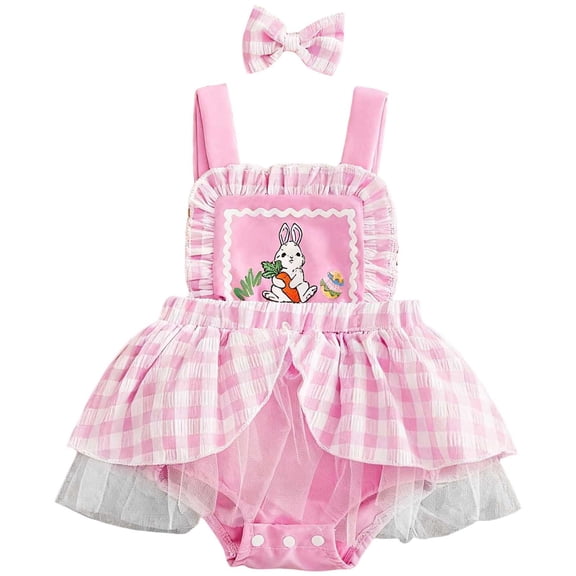GCETTIC Birthday Baby Girl Clothes Silly Goose Romper Sleeveless Ruffled Letter Embroidered Bow Onesie Infant Summer Outfit 0-3 Months