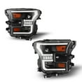 thumbnail image 3 of Winjet Pair Headlights For 2015-2017 Ford F150 LED Strip DRL Black Projector Headlamps, 3 of 10
