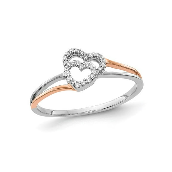 1/10 Carat (Ctw) Diamond Heart Promise Ring in 14K White Gold