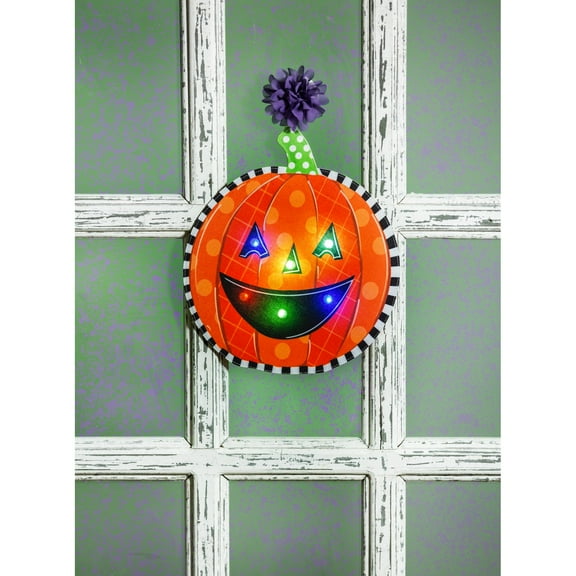 Patterned Jack-o-Lantern LED Window Décor