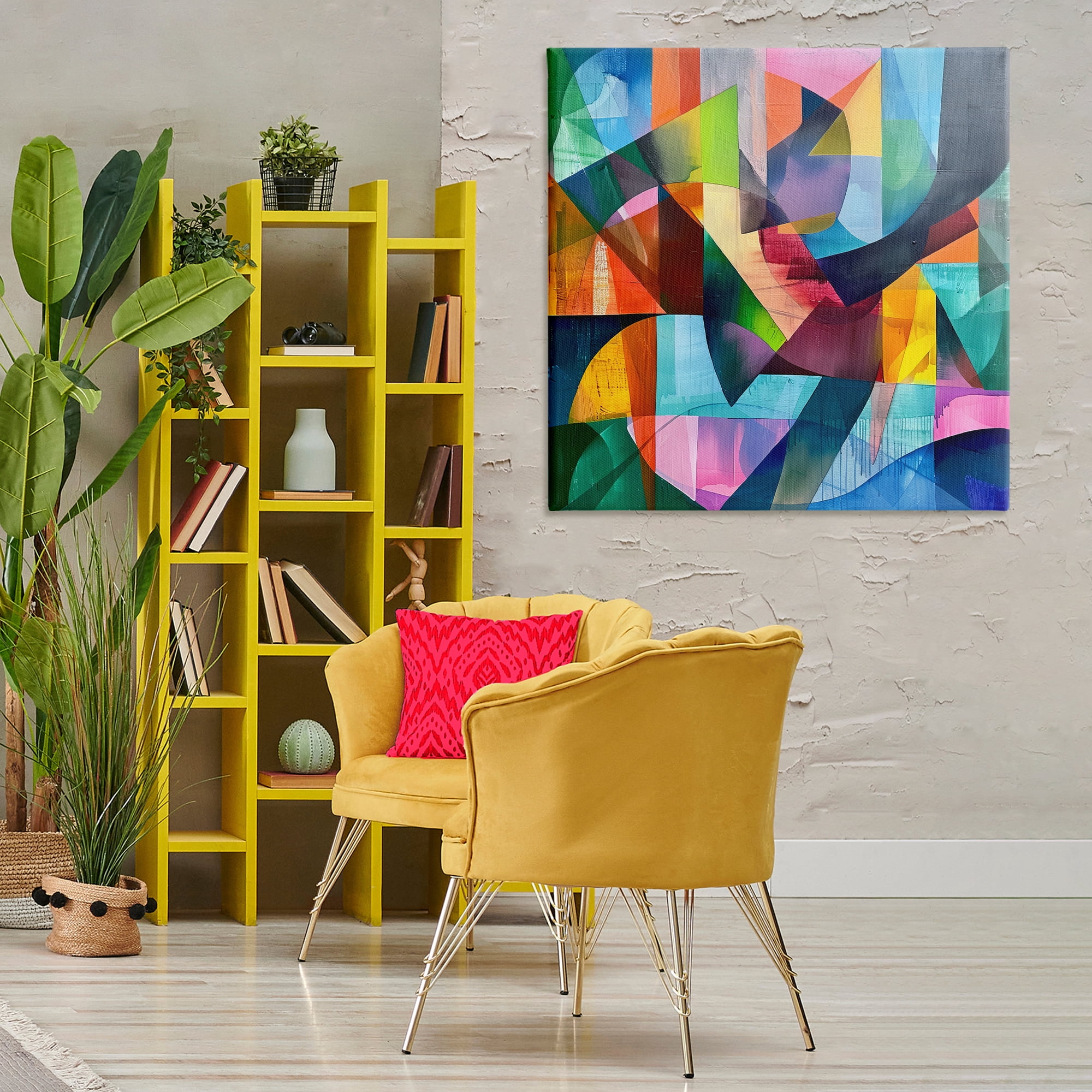 Stupell Industries Layered Luminous Shapes Abstract Painting Gallery Wrapped Canvas Art Print Wall Art, 36 x 36