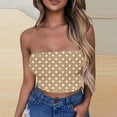 thumbnail image 4 of Agkizg Polka Printed Bandeau Bra Ruffled Sleeveless Top Elastic Solid Color Strapless Comfortable Bralette (Women's or Women's Plus), 4 of 5