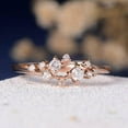 thumbnail image 6 of 0.50 Carat Moissanite Cluster Ring Twig Engagement Ring Floral Unique Wedding Band Snowflake Design in Silver with 18k Rose Gold Plating, 6 of 9