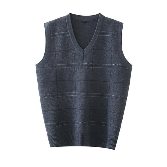 Mens Autumn Winter Casual Fashion V Neck Sleeveless Knit And Sweater Vest Oversized Sweaters for Men (Dark Gray,XXL)
