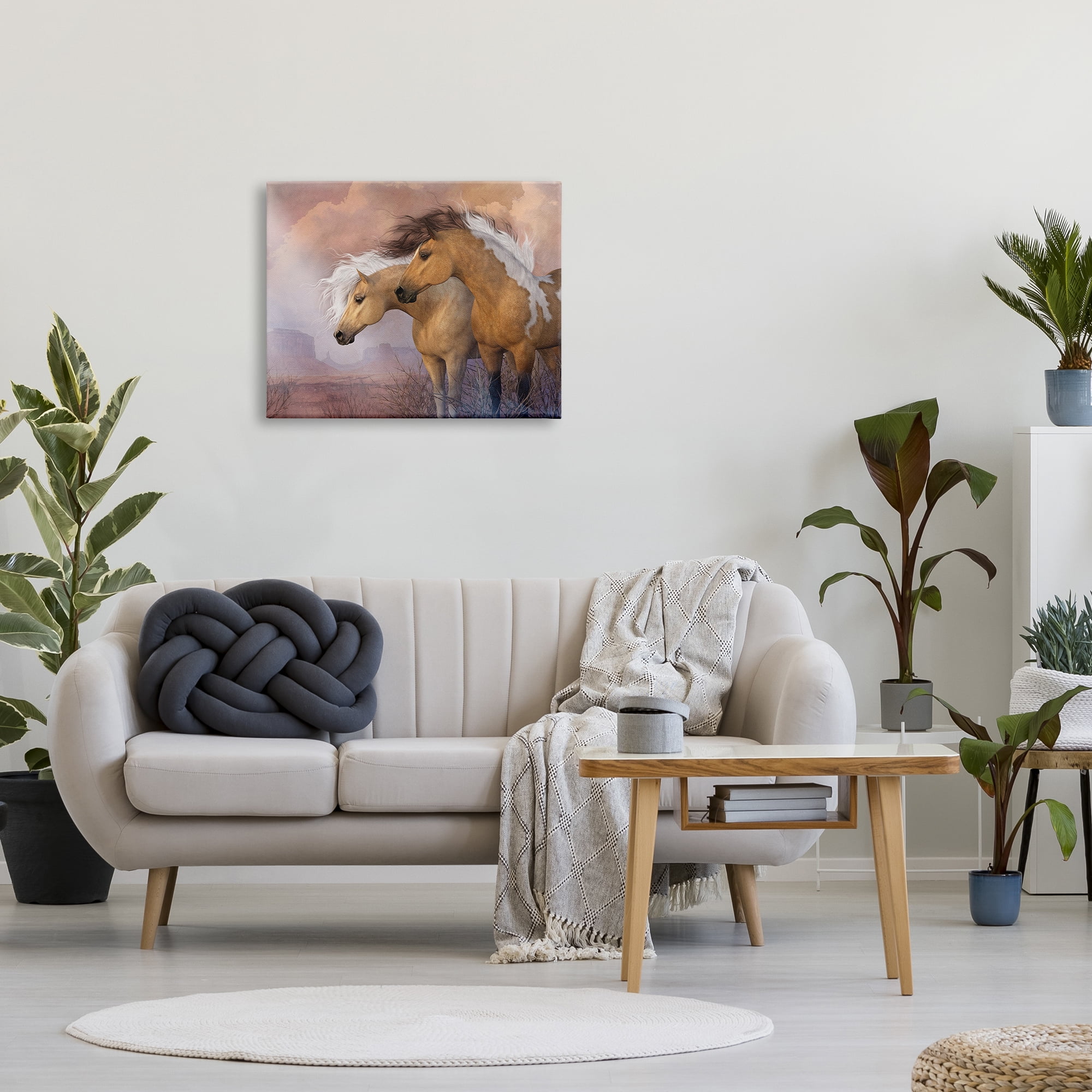 Stupell Industries Horse Duo at Sunset Animals & Insects Painting Gallery Wrapped Canvas Art Print Wall Art, 30 x 24