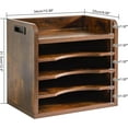 thumbnail image 6 of Desktop File Organizer with Handle, Document Letter Mail Tray Sorter with 3 Adjustable Shelves, 5 Tiers Paper Holder for School Home Office Desk, Rustic Brown,13.4 * 12.4 * 9.06" UHBC006H, 6 of 8