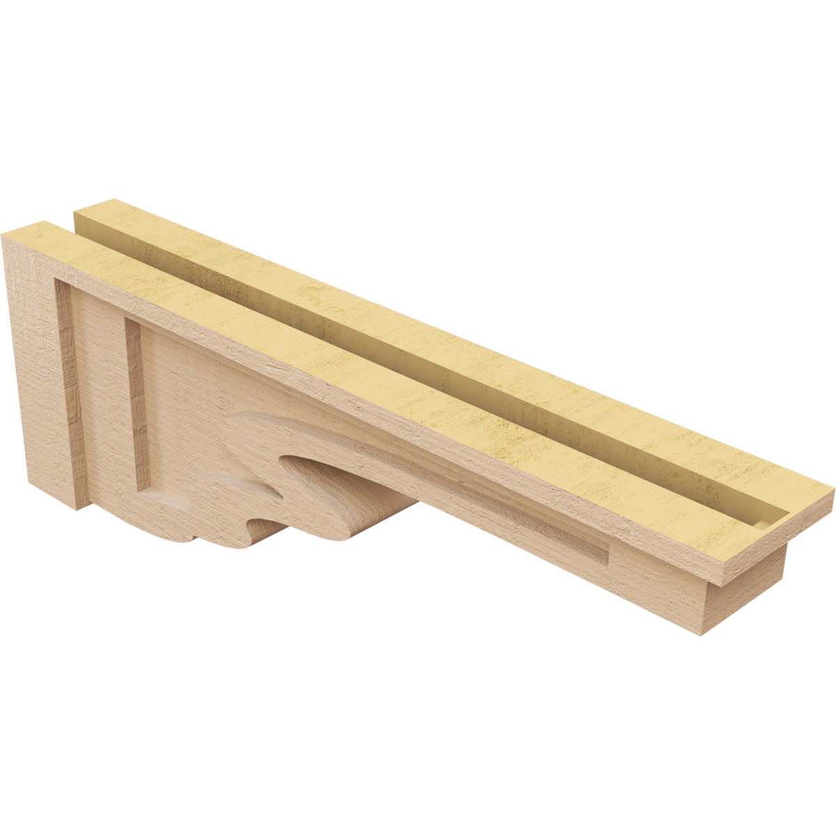 4"W x 24"D x 8"H Thin Highland Rough Cedar Woodgrain TimberThane Corbel, Primed Tan