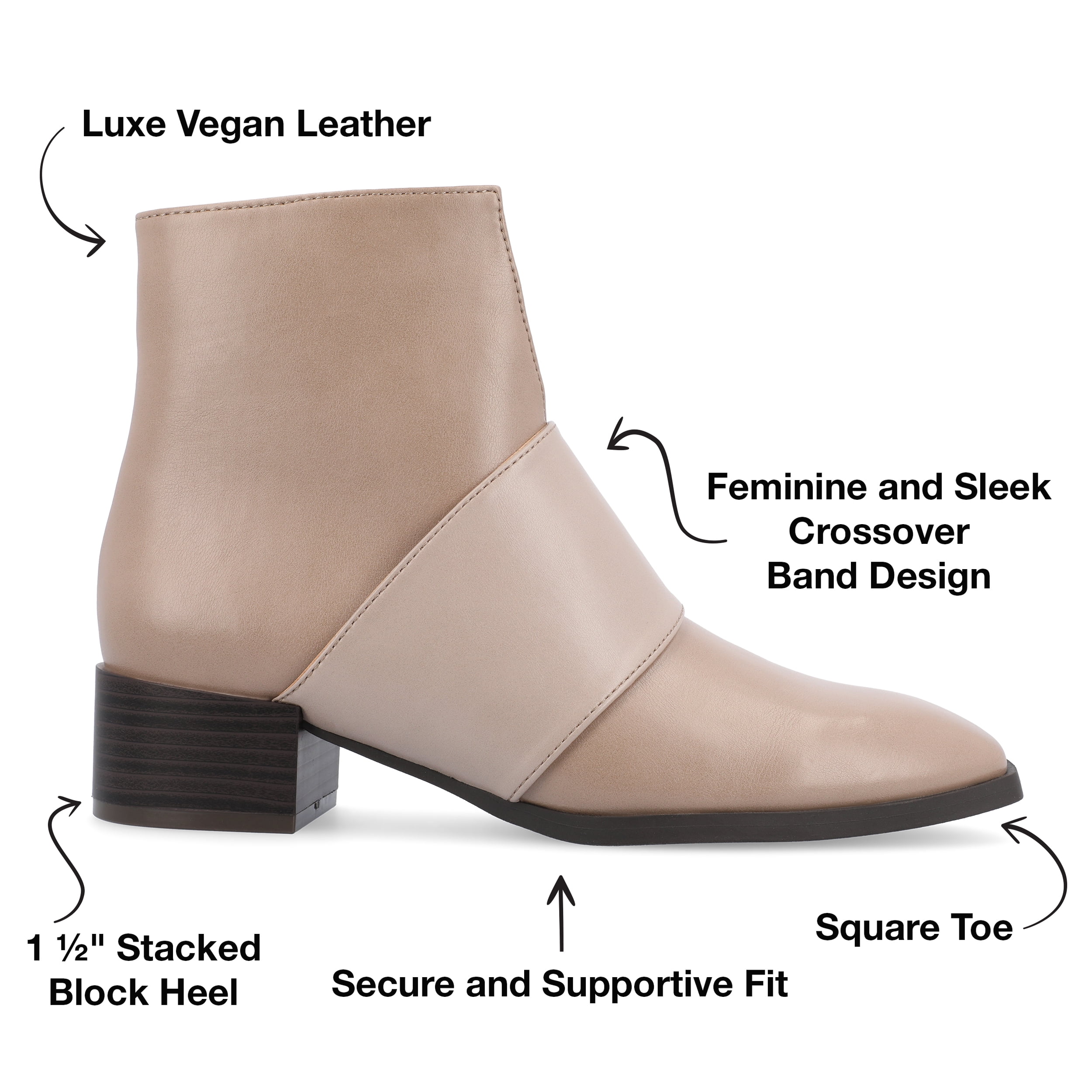 Journee Womens Kyler Two Tone Square Toe Booties