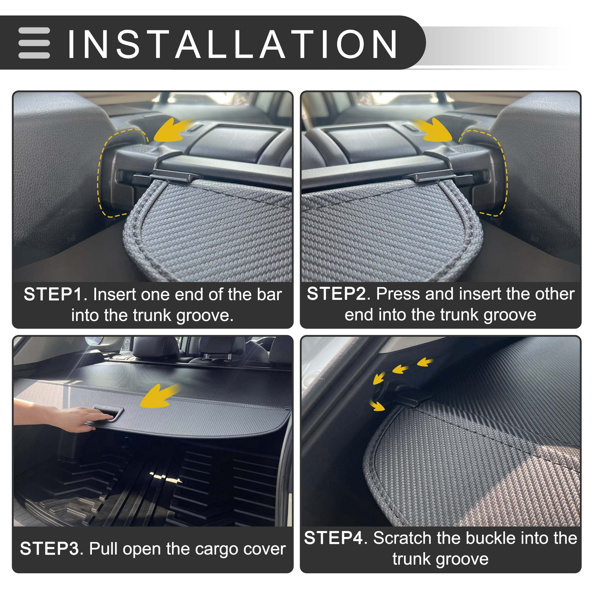 Unique Bargains Retractable Cargo Cover for Jeep Rear Parcel Shelf Security Shade Black