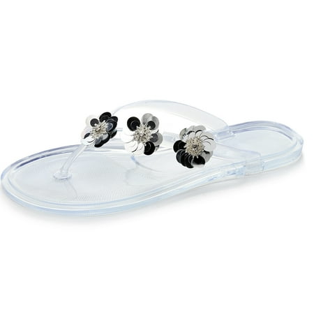 

Aueoeo Women s Summer Jeweled Rhinestone T-Strap Flat Sandals Beach Flip Flop Shoes Clearance