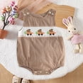 thumbnail image 2 of Zanarzt Infant Boy Clothes Newborn Baby Boy Outfit Embroidery Sleeveless Smocked Bubble Romper Striped Overalls Bodysuit 3-6 Months,Brown, 2 of 8