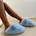 thumbnail image 4 of Women's Winter Fuzzy Slippers Plus Size Woman Luxury Furry Faux Fur Slippers Plush Warm Home Cotton Shoes Indoor Fur Slides (Pink Fox,280(25.5cm)), 4 of 7