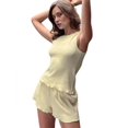thumbnail image 2 of Women'S Summer 2 Piece Outfits Sets Sleeveless Crop Top Tank and Casual Shorts Yellow M, 2 of 9