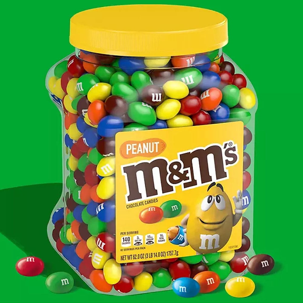 M&M'S Peanut Milk Chocolate Candy Bulk Jar (62 oz.) With Spoon