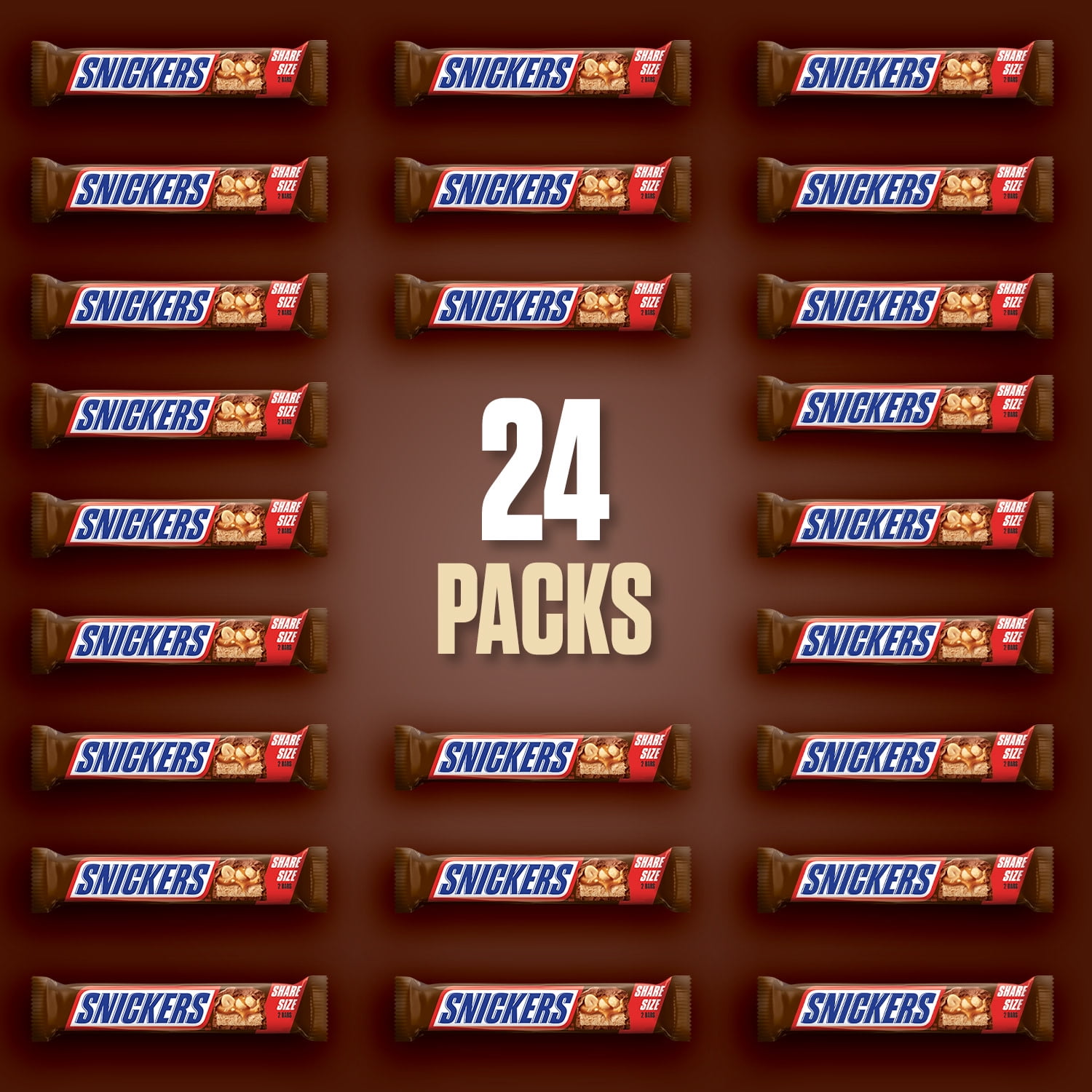Snickers Chocolate Candy Bars Share Size - 3.29 oz. 24 ct. Bulk Pack