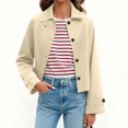 thumbnail image 3 of DAFPZW Womens Cropped Jacket Contrast Collar Coat Cargo Jacket Barn Jacket Outwear Solid Button Down Coat with Pockets, 3 of 9