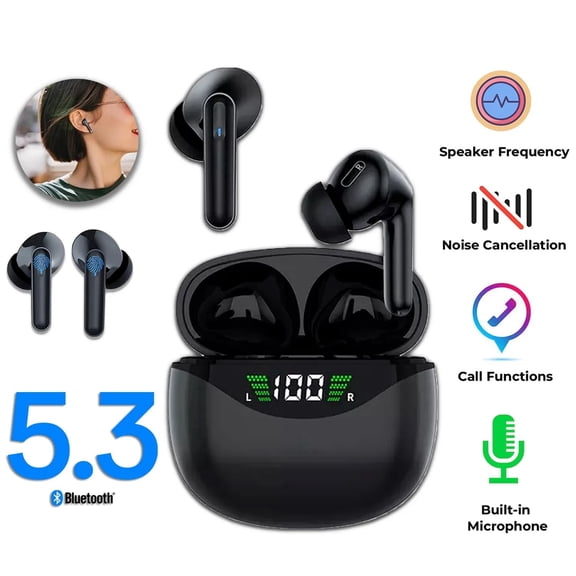 Bluetooth 5.3 True Wireless Earbuds, Active Noise Cancelling Headphones with Mic, IPX5 Waterproof Sports Earphones, 60H Playtime