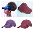thumbnail image 1 of 2 Piezas Mujeres Niñas Cola Sombrero de Béisbol Sombreros de Visera para ejercicio Libre Playa Camping , Púrpura Borgoña Yinane Sombrero de visera de verano, 1 of 8